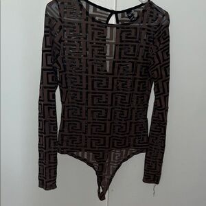 Elegant Black and Brown Patterned Bodysuit